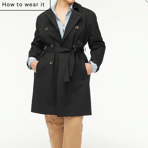 J. Crew Factory Womens Petite Trench Coat BO623 Black